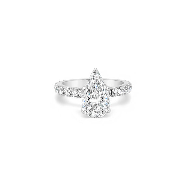 Pear Diamond Petal Basket Solitaire Ring
