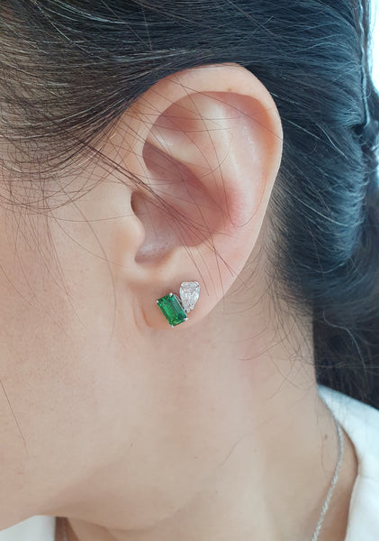 Mismatch Tsavorite Yellow Sapphire Earrings Studs