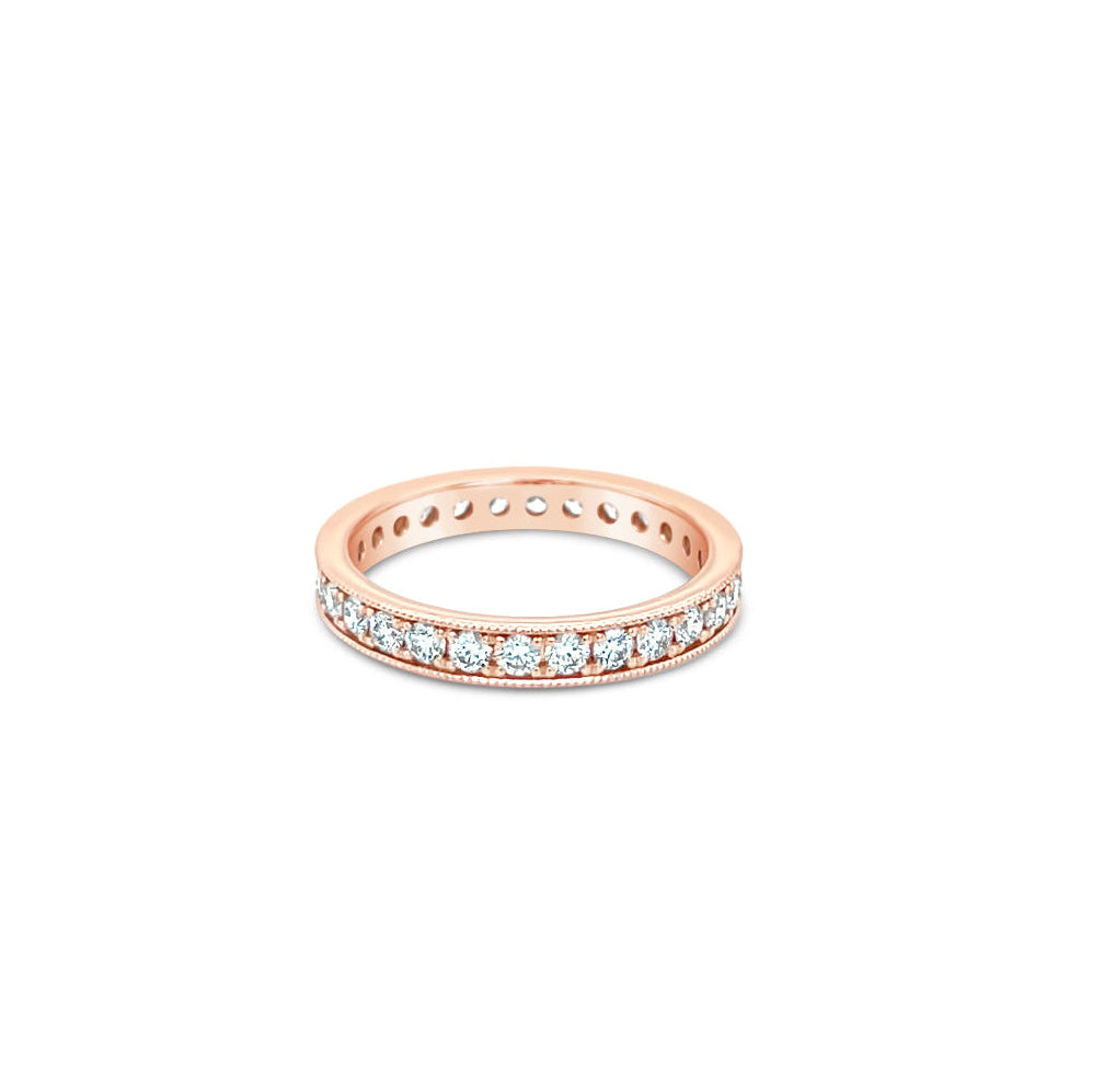 Rose Gold Milgrain Diamond Eternity Band