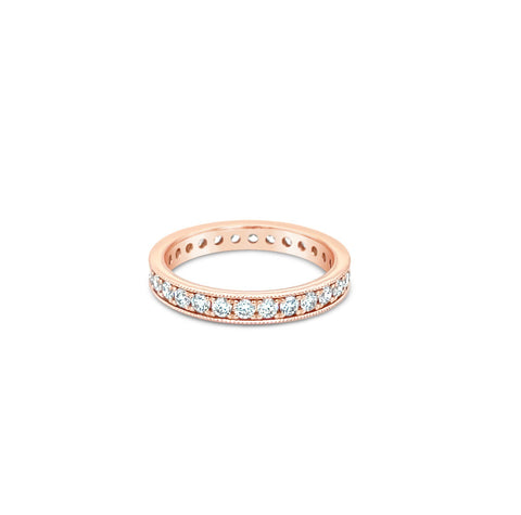 Rose Gold Milgrain Diamond Eternity Band