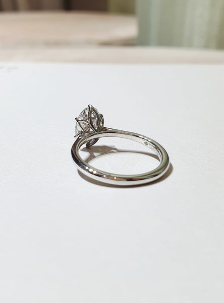 Oval Diamond Six Petal Ring