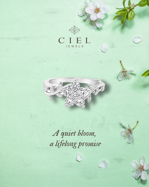 Flower and Vines Diamond Platinum Ring