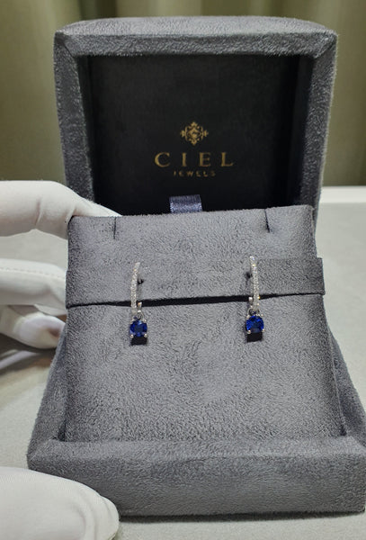 Royal Blue Sapphire Diamond Huggies (Detachable)