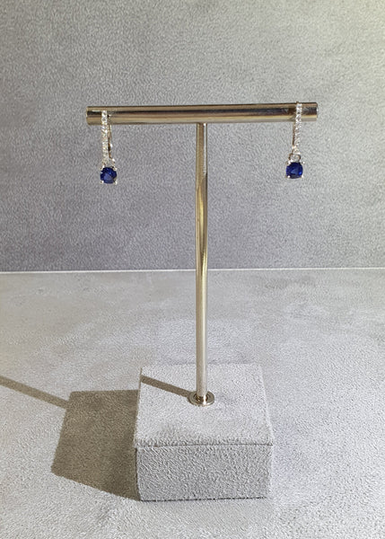 Royal Blue Sapphire Diamond Huggies (Detachable)