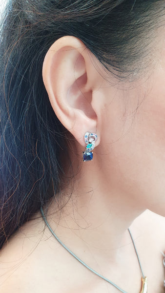 Detachable Chromatic Swirls Blue Sapphire earrings