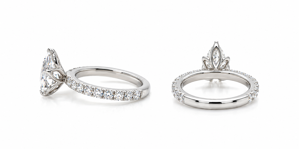 Pear Diamond Petal Basket Solitaire Ring