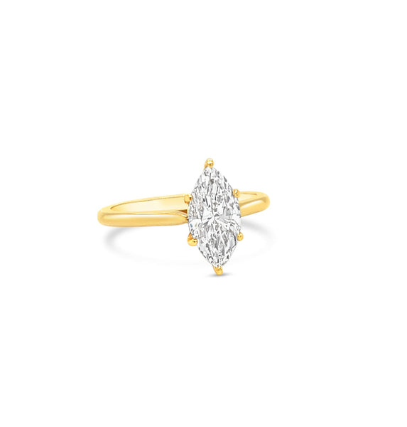 18K Yellow Gold Marquise Diamond Ring