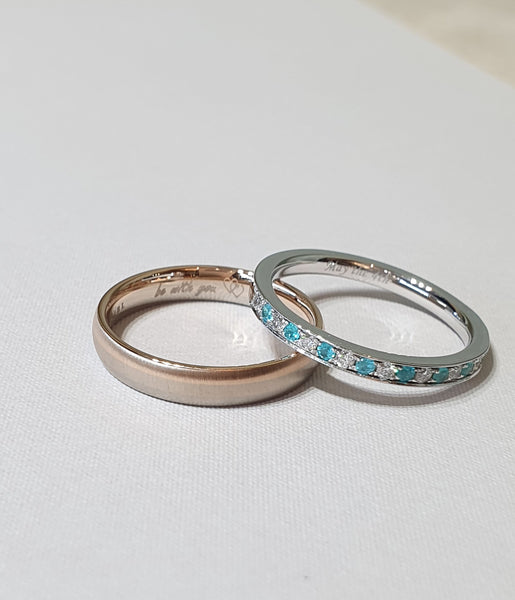 Moonlight Gold Band & Paraiba Diamond Band Set