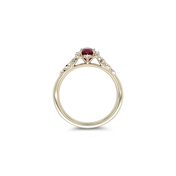 Pigeon Blood Ruby Shield Engagement Ring
