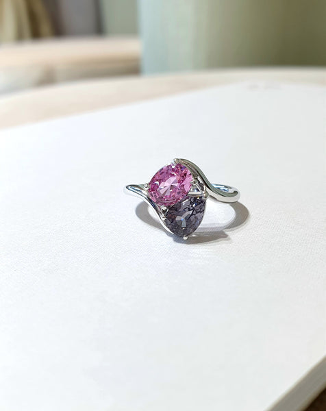 Toi Et Moi Pink Sapphire Grey Spinel Ring
