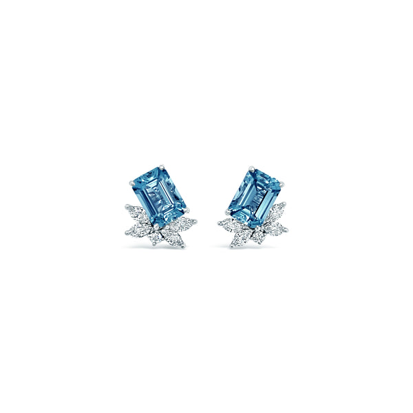 Aquamarine Detachable Diamond Earrings