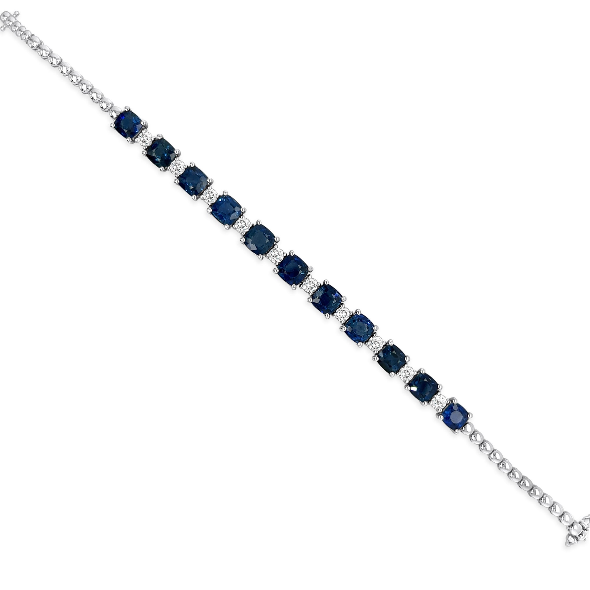 Custom Alternate Blue Sapphire and Diamond Bracelet