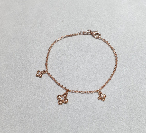 18K Rose Gold Petal Charm Bracelet