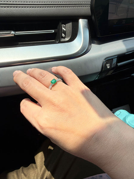 Colombian Emerald East West Diamond Band