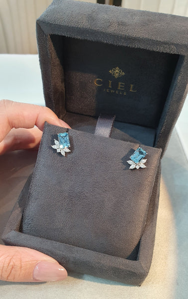 Aquamarine Detachable Diamond Earrings