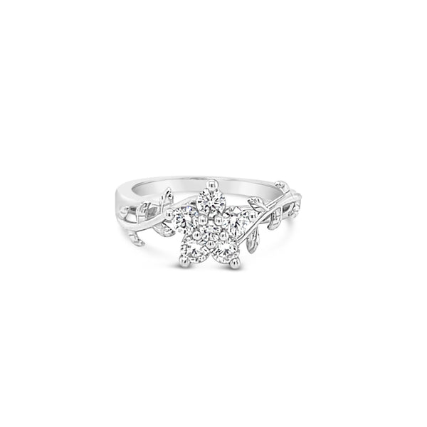 Flower and Vines Diamond Platinum Ring