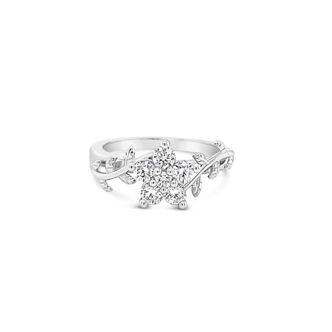 Flower and Vines Diamond Platinum Ring