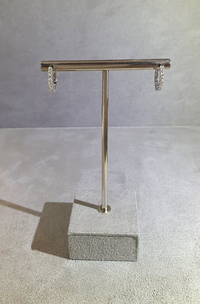 18K White Gold Double Sided Diamond Huggies