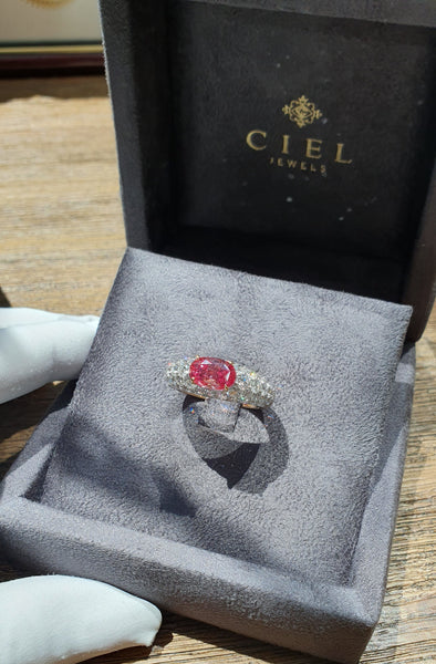 3ct Sunrise Padparadscha Sapphire Diamond Dome Ring