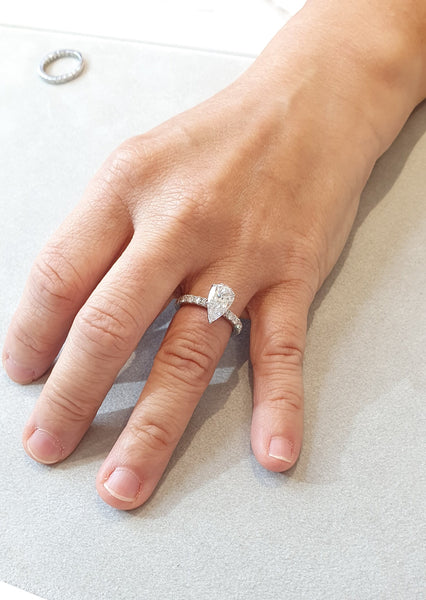 Pear Diamond Petal Basket Solitaire Ring