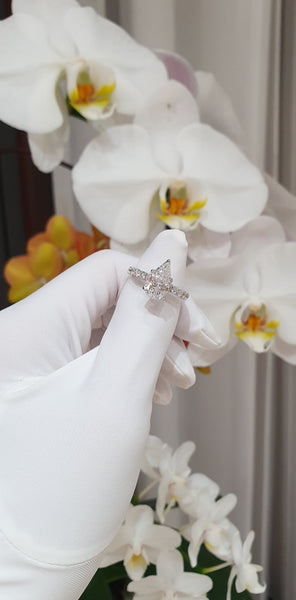 Pear Diamond Petal Basket Solitaire Ring