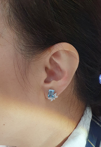 Aquamarine Detachable Diamond Earrings