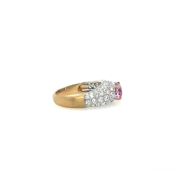3ct Sunrise Padparadscha Sapphire Diamond Dome Ring