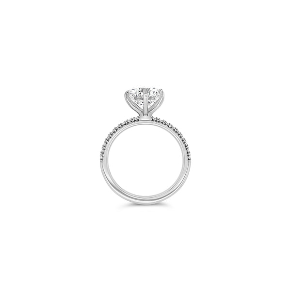 2 carat Round Brilliant 6 Prongs French Pave Platinum Diamond Ring