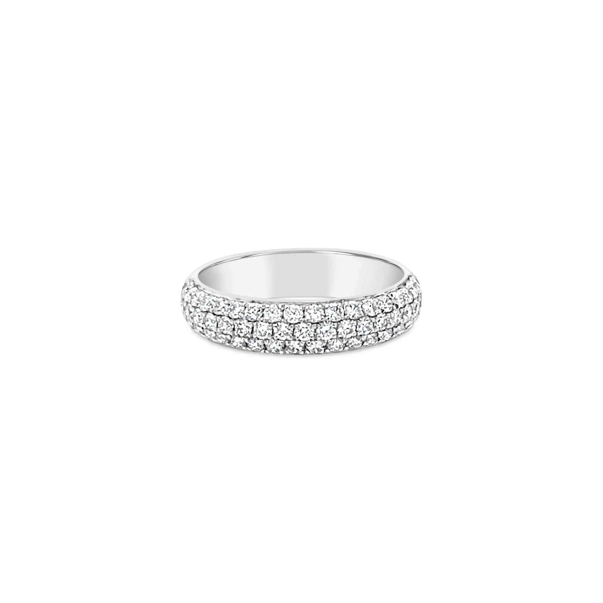 Three Row Pave Diamond Platinum Band
