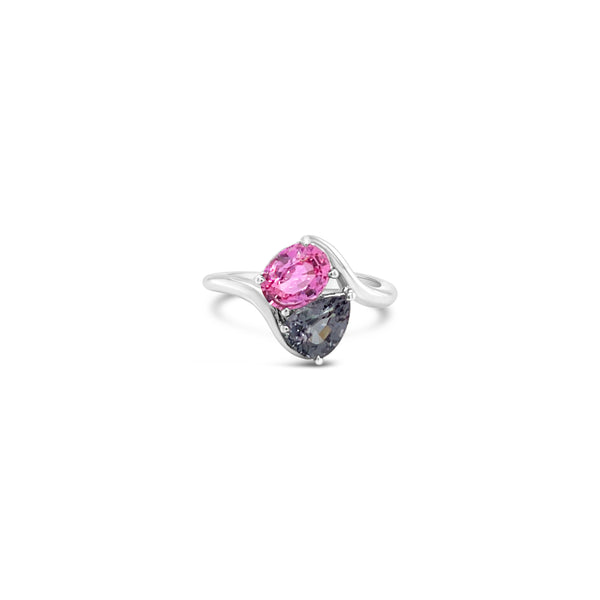 Toi Et Moi Pink Sapphire Grey Spinel Ring