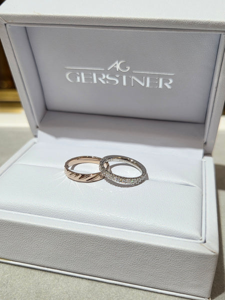 Hazelnut Gold Dune Band Pave Diamond Band Set