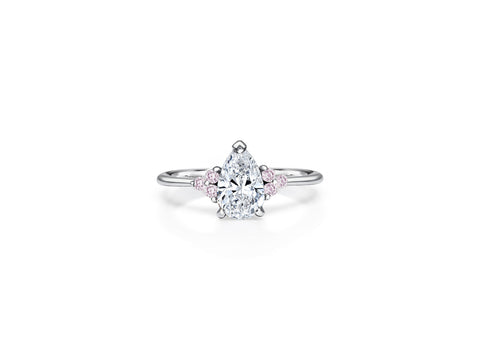 Pear Shape Diamond with Pink Diamonds Cluster Ring