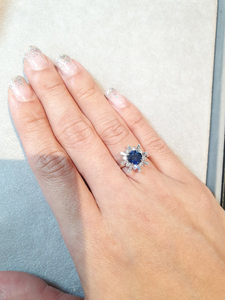 Starburst Blue Sapphire Ring