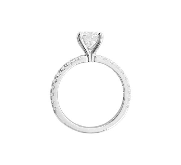 French Pave Solitaire Ring