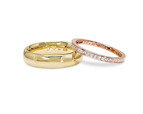Custom Yellow and Pink Gold Bands Set