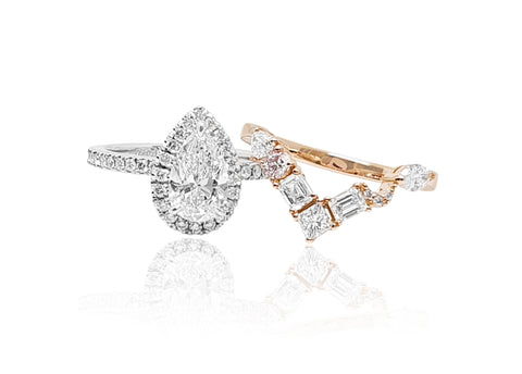 Pear Diamond Halo Ring