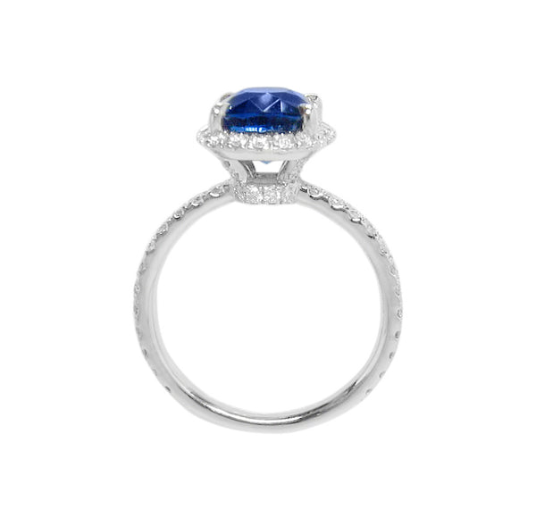 Cushion Cut Royal Blue Sapphire Ring