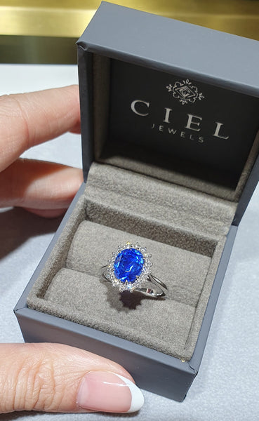 Imperial Splendor Oval Blue Sapphire Ring