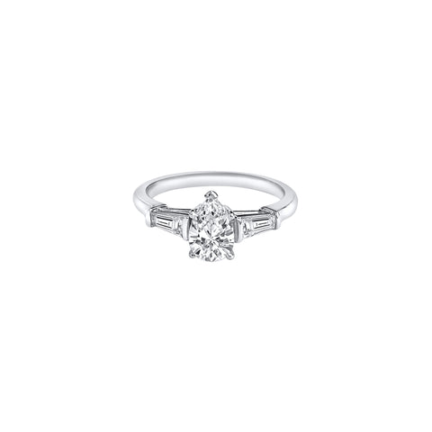 Pear Brilliant Tapered Baguette Diamond Ring