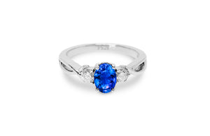 Oval Blue Sapphire and Diamonds Ring