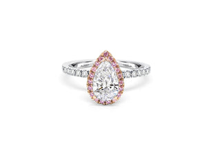 Pear Brilliant Pink Diamond Halo Ring