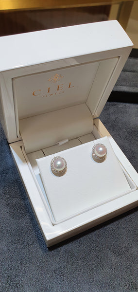 Akoya Pearl Detachable Diamond Halo Earring