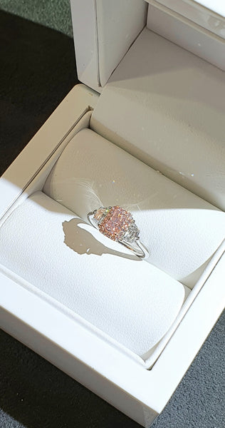 Radiant Cut Pink Diamond Sakura Trilogy Ring