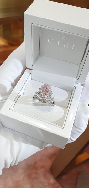 Fancy Intense Purple Pink Diamond Pear Tiara Ring