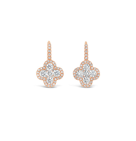 18K Gold Lucky Clover Diamond Earrings