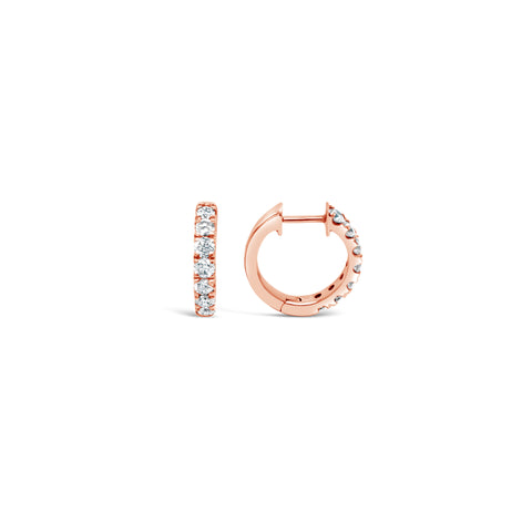 18K Rose Gold Diamond Hoops Earrings