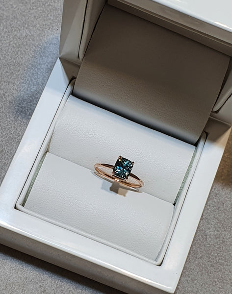 Radiant Teal Sapphire Ring