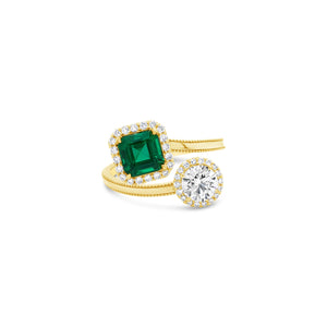 Emerald Diamond Toi Et Moi Ring