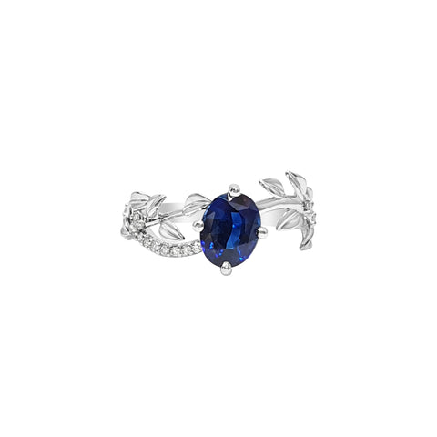 Vines Sea Blue Sapphire Ring