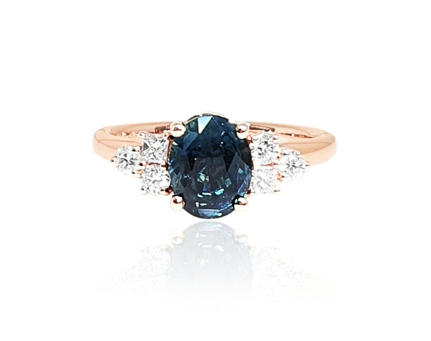 Oval Teal Sapphire Ring